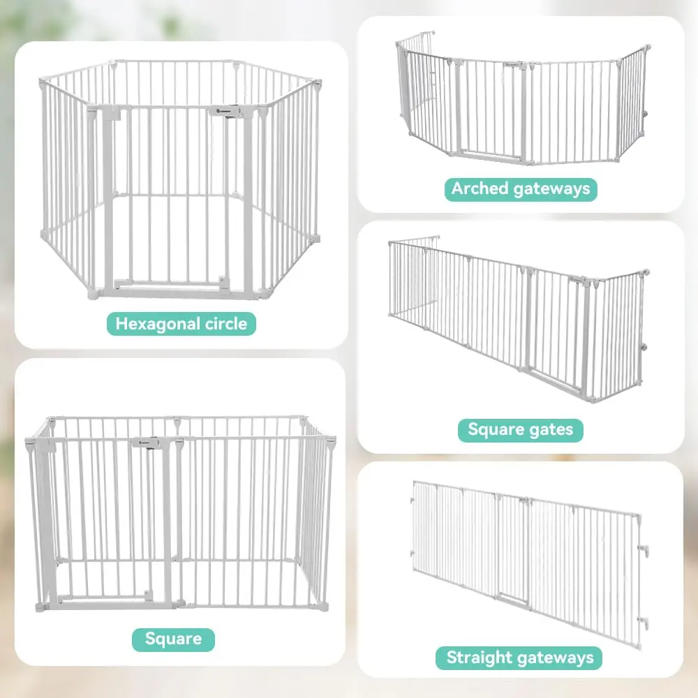COMOMY Baby Gate Extra Wide 150" | Versatile Indoor & Outdoor Barrier (30" Tall, White) - view 7
