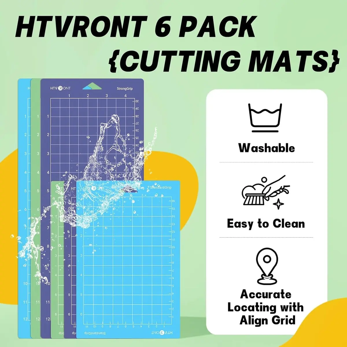 HTVRONT Cutting Mats for Cricut Joy/Joy 2, 6 Pack (3x 4.5x12in & 3x 4.5x6.5in) | Strong Stickiness & Durable - view 3