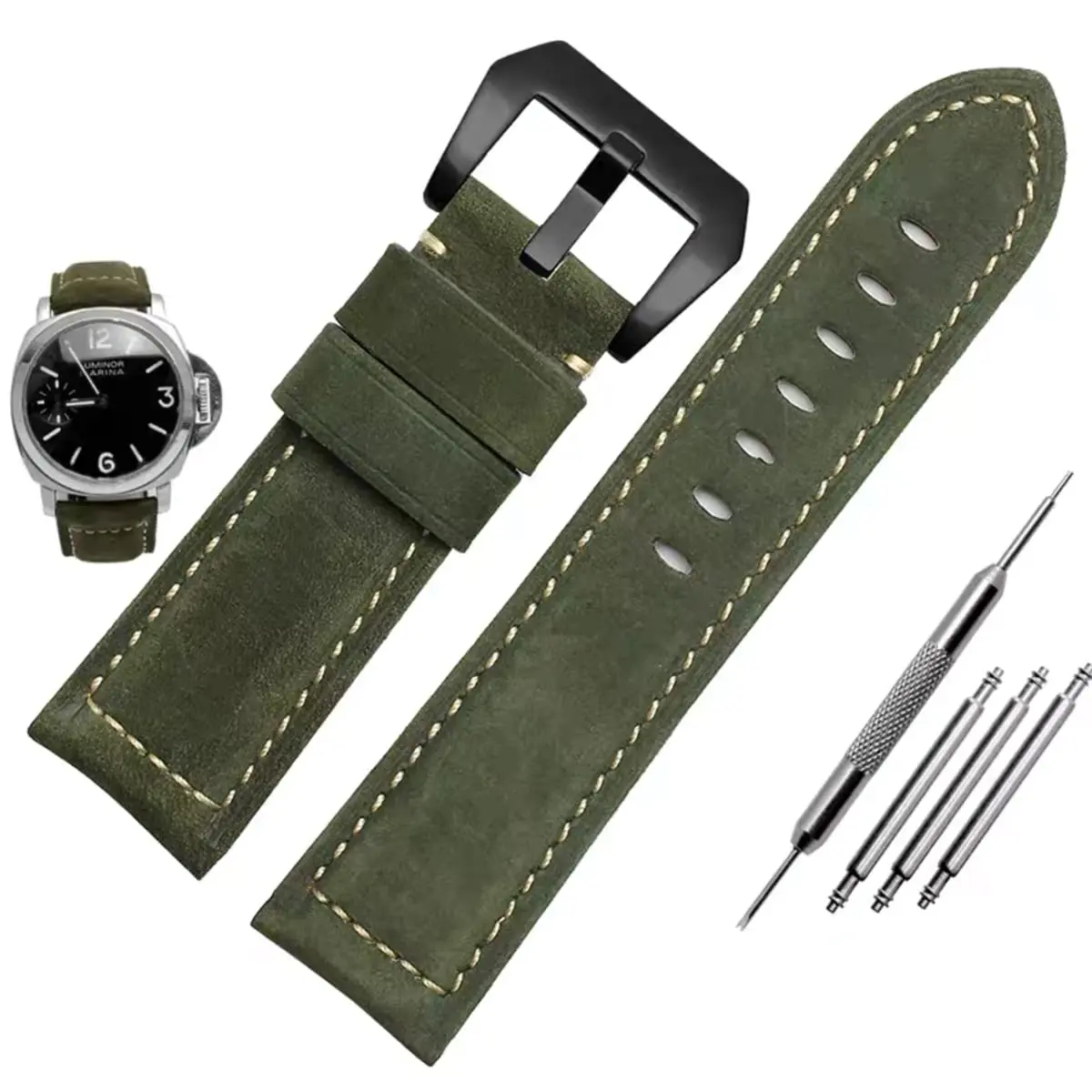 Niziruoup 24mm Leather Watch Band Vintage Genuine Leather Compatible with Panerai Men - main product image