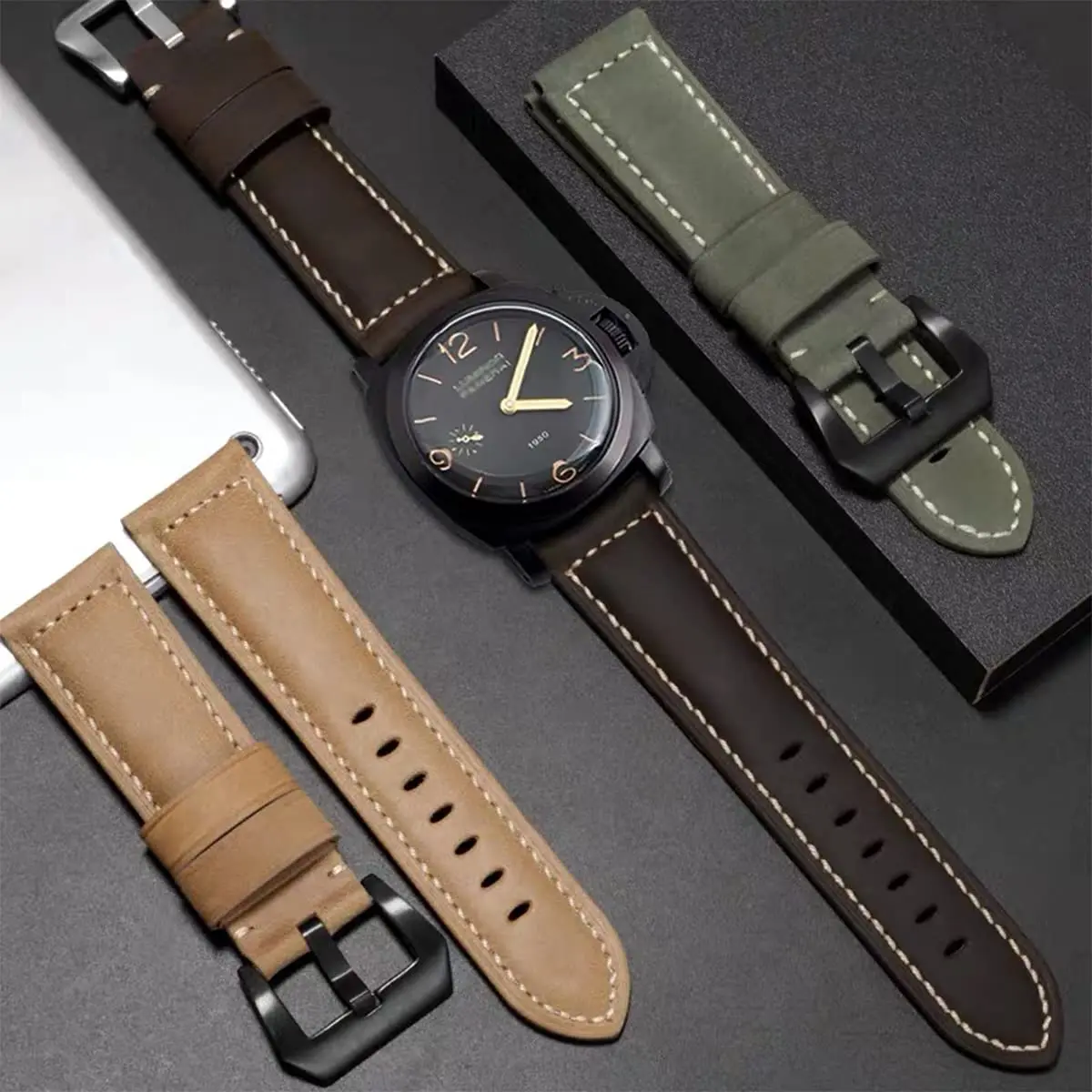 Niziruoup 24mm Leather Watch Band Vintage Genuine Leather Compatible with Panerai Men - view 5