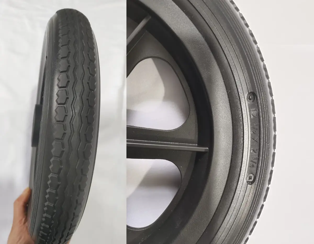 ComsenMed 12-inch Rear Wheel 30.48cm (12.5 x 2.25 inches) | Puncture-Proof Solid Urethane Foam Tire with Bearings - view 4