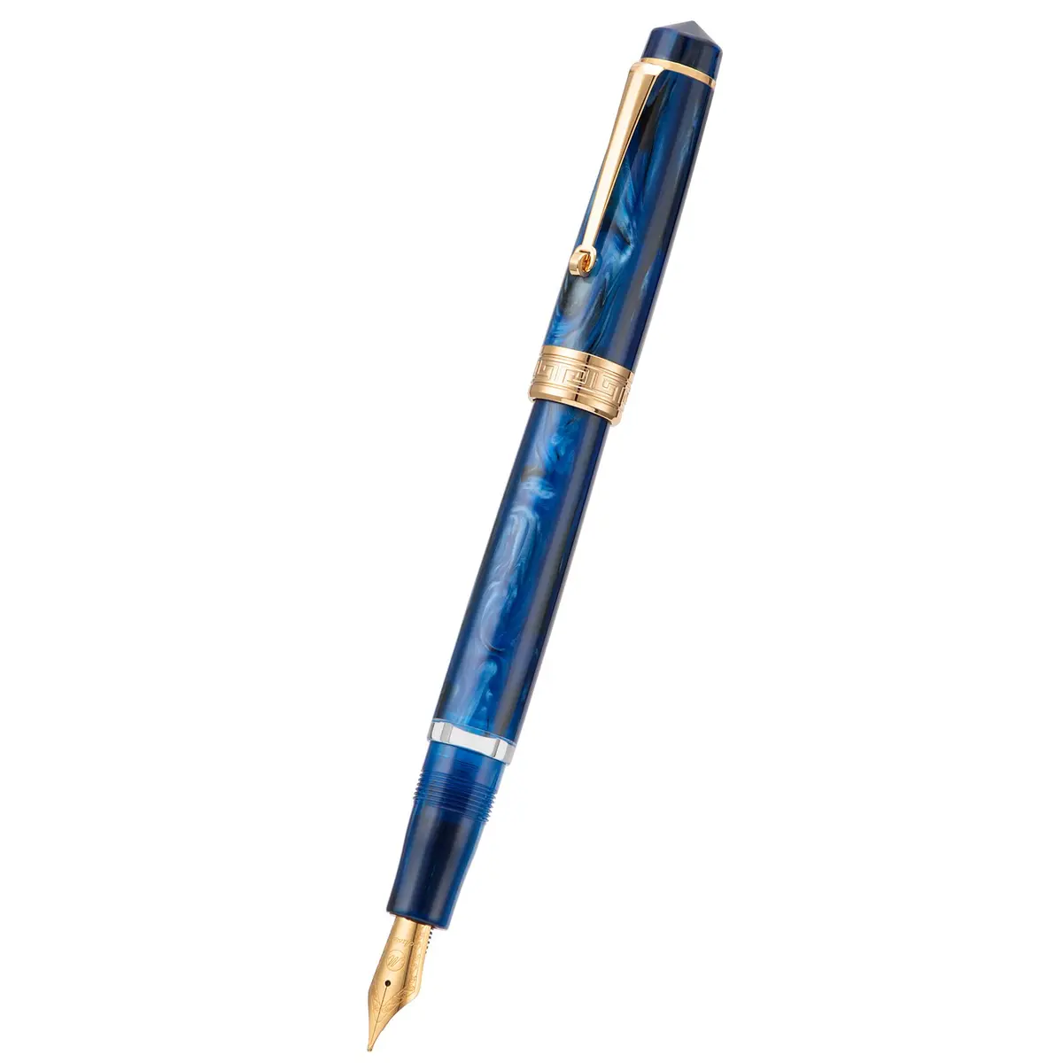 Asvine P20 Piston Fountain Pen Galaxy Blue Resin, Iridium Extra Fine Nib Gold Trim with Case Set | Smooth Writer - view 3