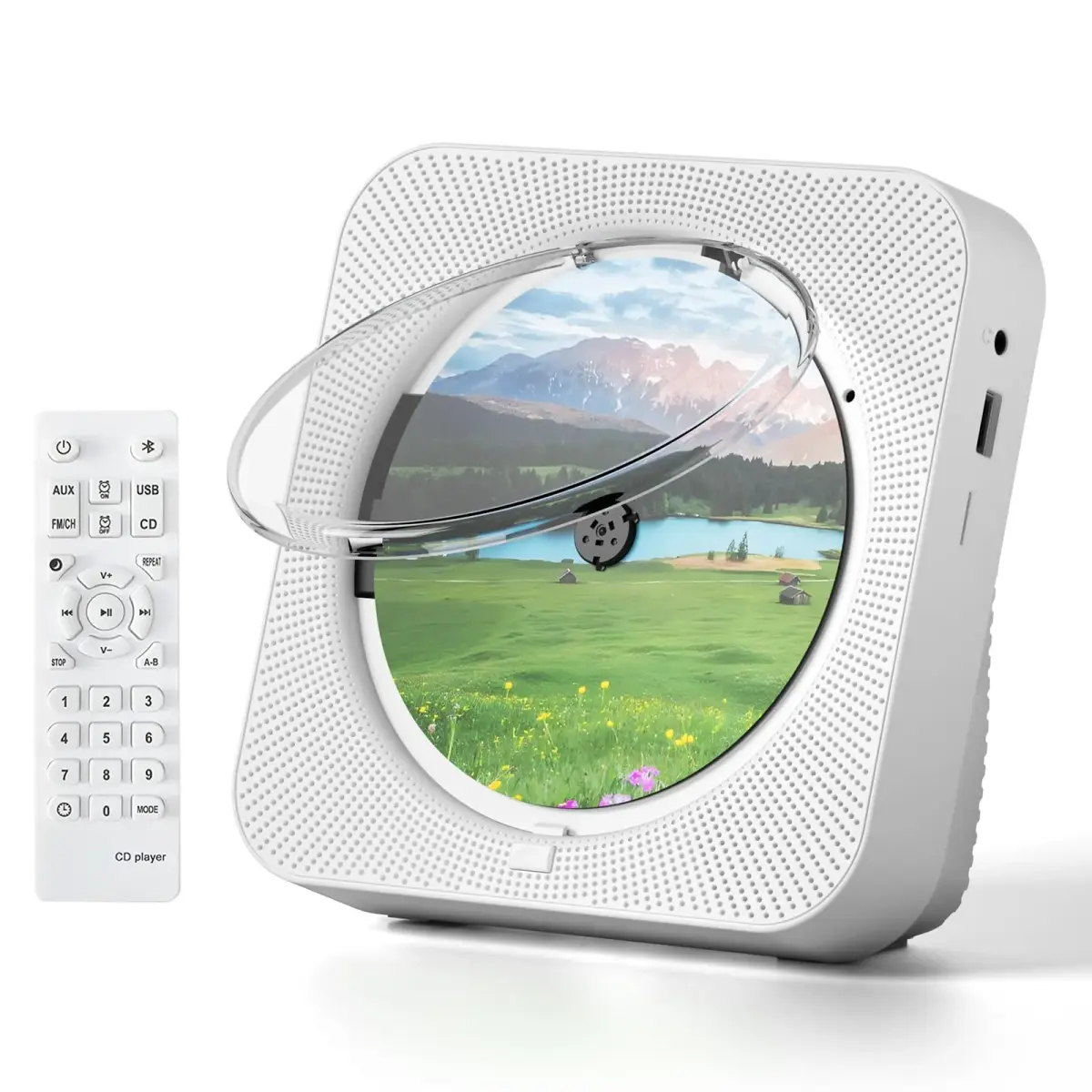 MICOCIOUS Bluetooth CD Player with Speakers 16.7cm (6.57in) White | Desktop Kpop Music Player with FM Radio, AUX, USB, TF Card - main product image