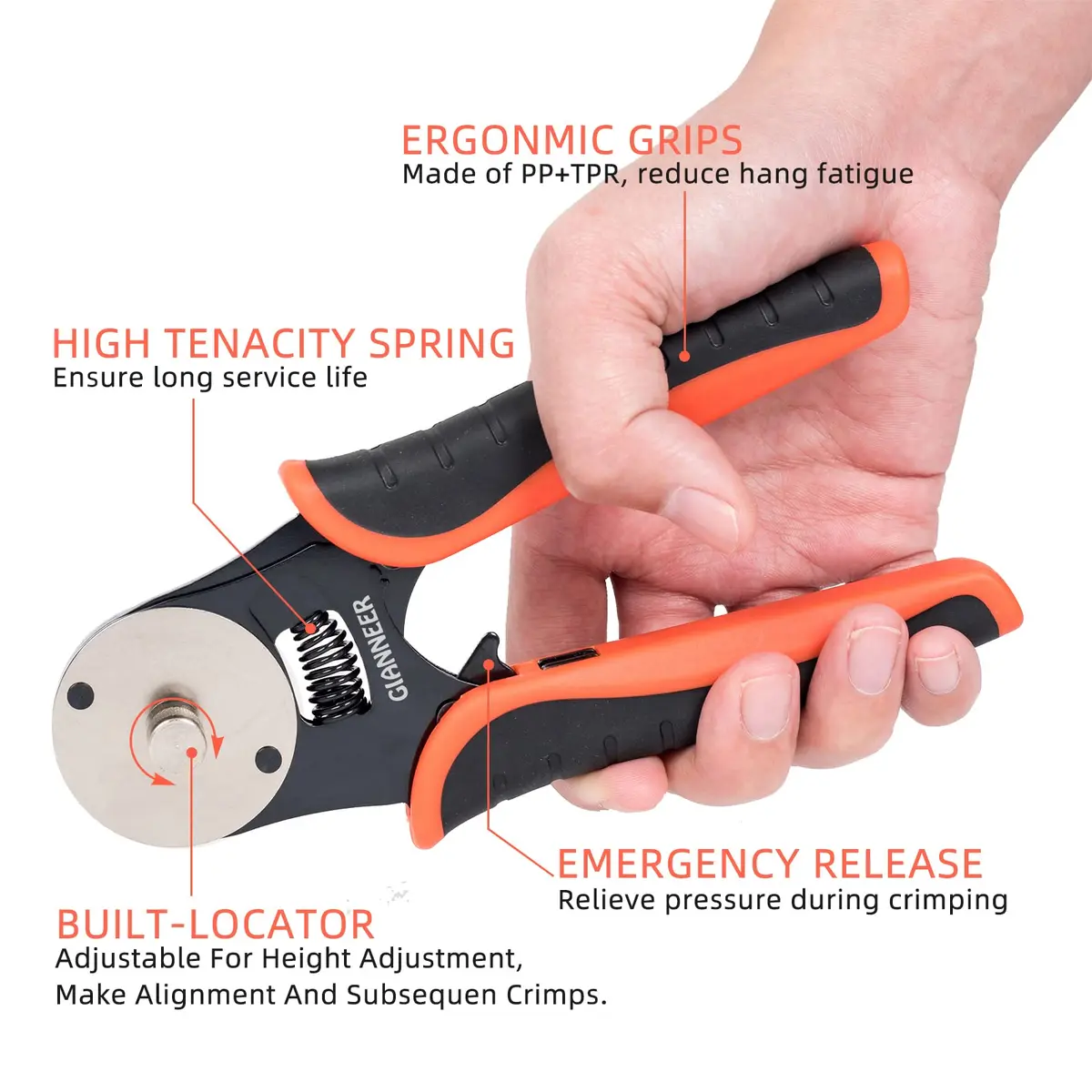 GIANNEER Deutsch Crimp Tool Closed Barrel Crimper 14-18 AWG | Precise, Durable, Automotive Use - view 6