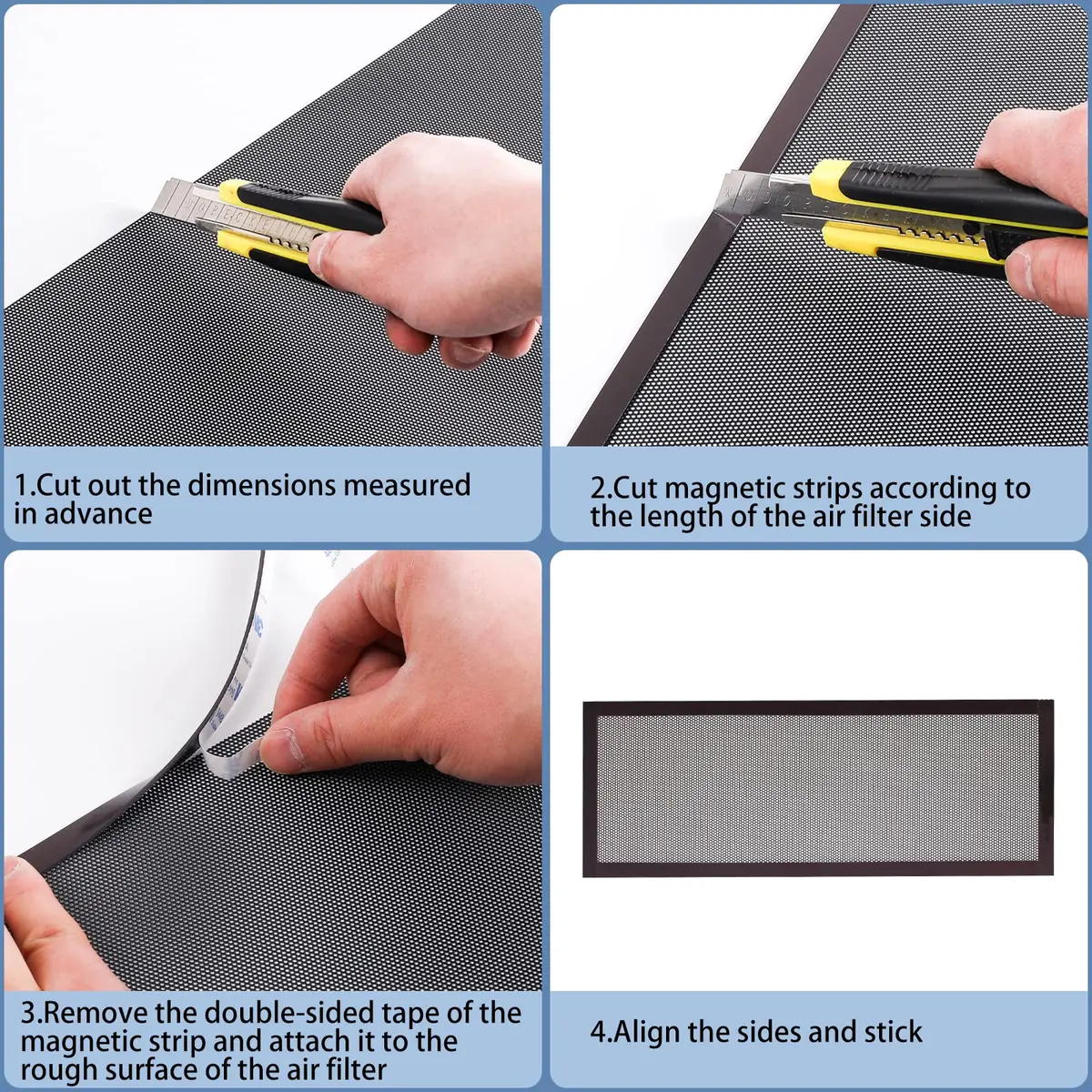 YSSHUI Magnetic PC Dust Filter Mesh 400x300mm | DIY, Reusable, Pet Hair Block - view 6