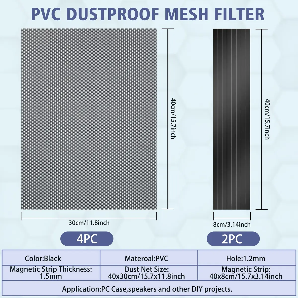 YSSHUI Magnetic PC Dust Filter Mesh 400x300mm | DIY, Reusable, Pet Hair Block - view 2