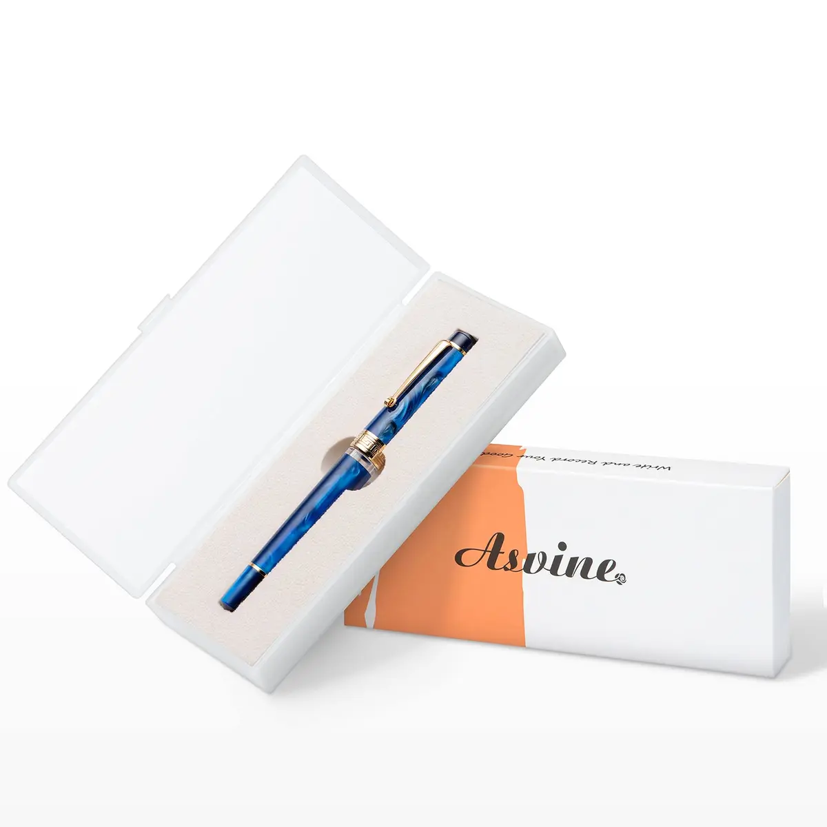 Asvine P20 Galaxy Blue Fountain Pen Piston Filling, Fine Point Smooth Writer with Gift Case | 0.5mm Nib - view 6