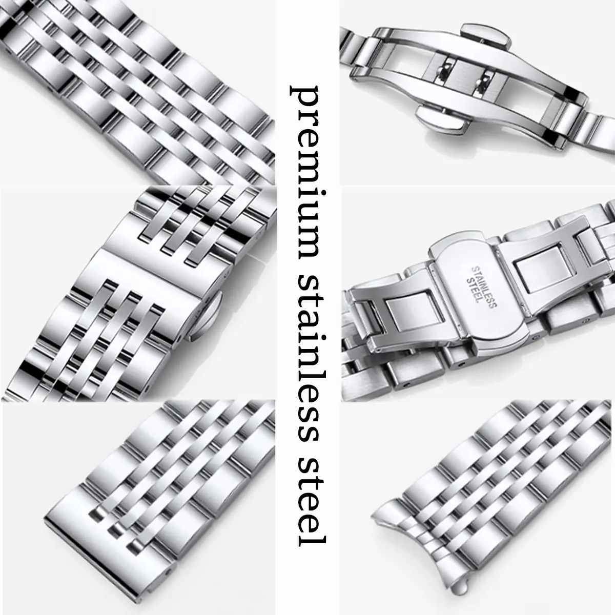 Niziruoup 20mm Stainless Steel Watch Band Strap Silver | Adjustable Size Watch Band - view 9