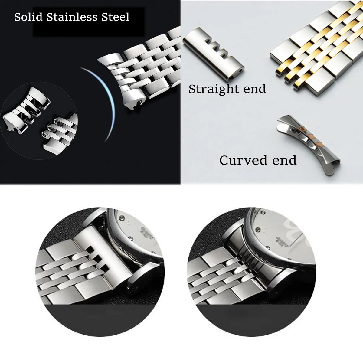 Niziruoup 20mm Stainless Steel Watch Band Strap Silver | Adjustable Size Watch Band - view 2