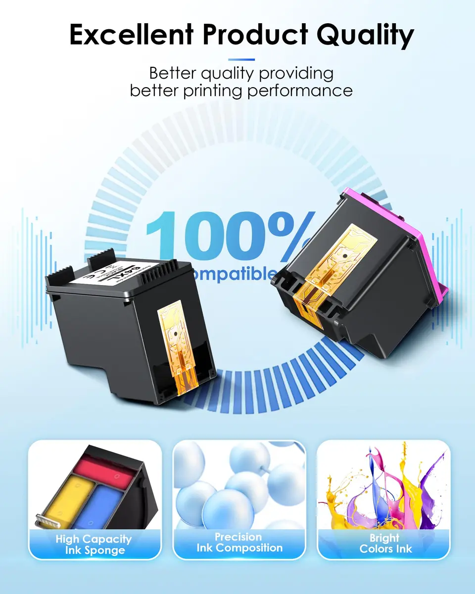 TECKKIN 64XL Ink Cartridges Combo Pack for HP Ink 64XL | High Page Yield & Bright Prints - view 5