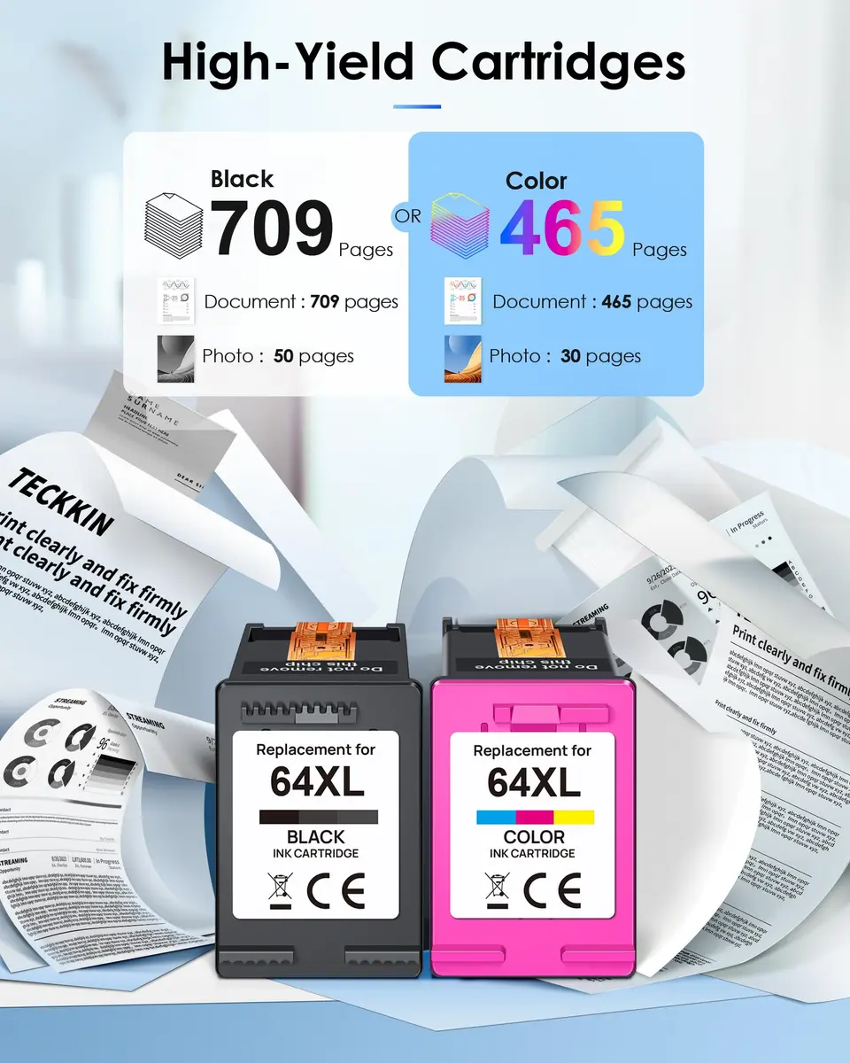 TECKKIN 64XL Ink Cartridges Combo Pack for HP Ink 64XL | High Page Yield & Bright Prints - view 4