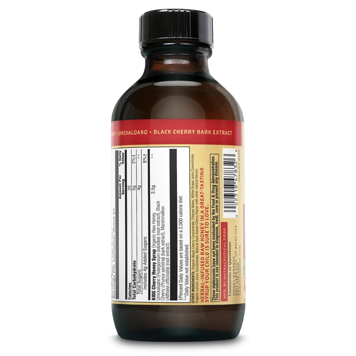 ZAND Honey Gardens Kids Cherry & Honey Throat Syrup | Herbal Raw Honey Formula for Kids, 24 Servings, 4 FL Oz - view 3