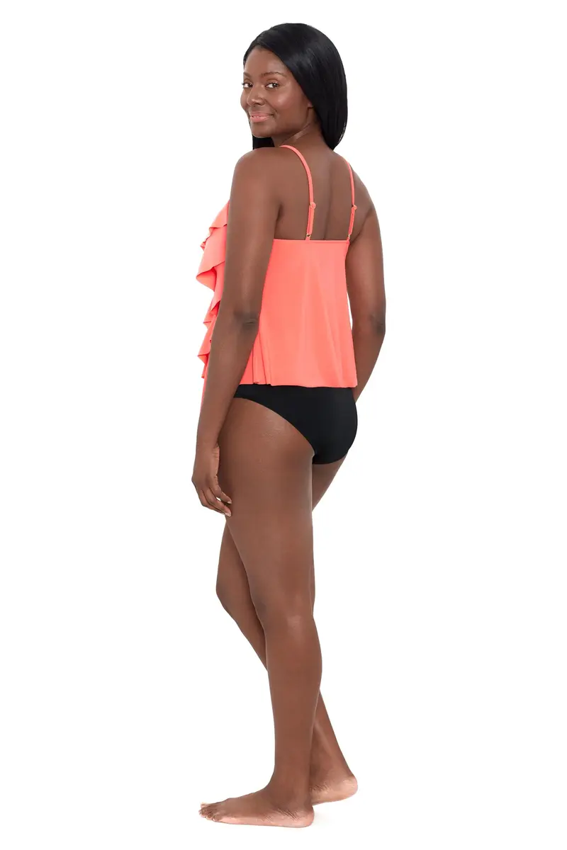 Trimshaper Womens Five Tiered Adjustable Rachel Swim Tankini Top with Molded Cups and Bra Support, Coral, 18 | Supportive & Stylish Swimwear - view 2