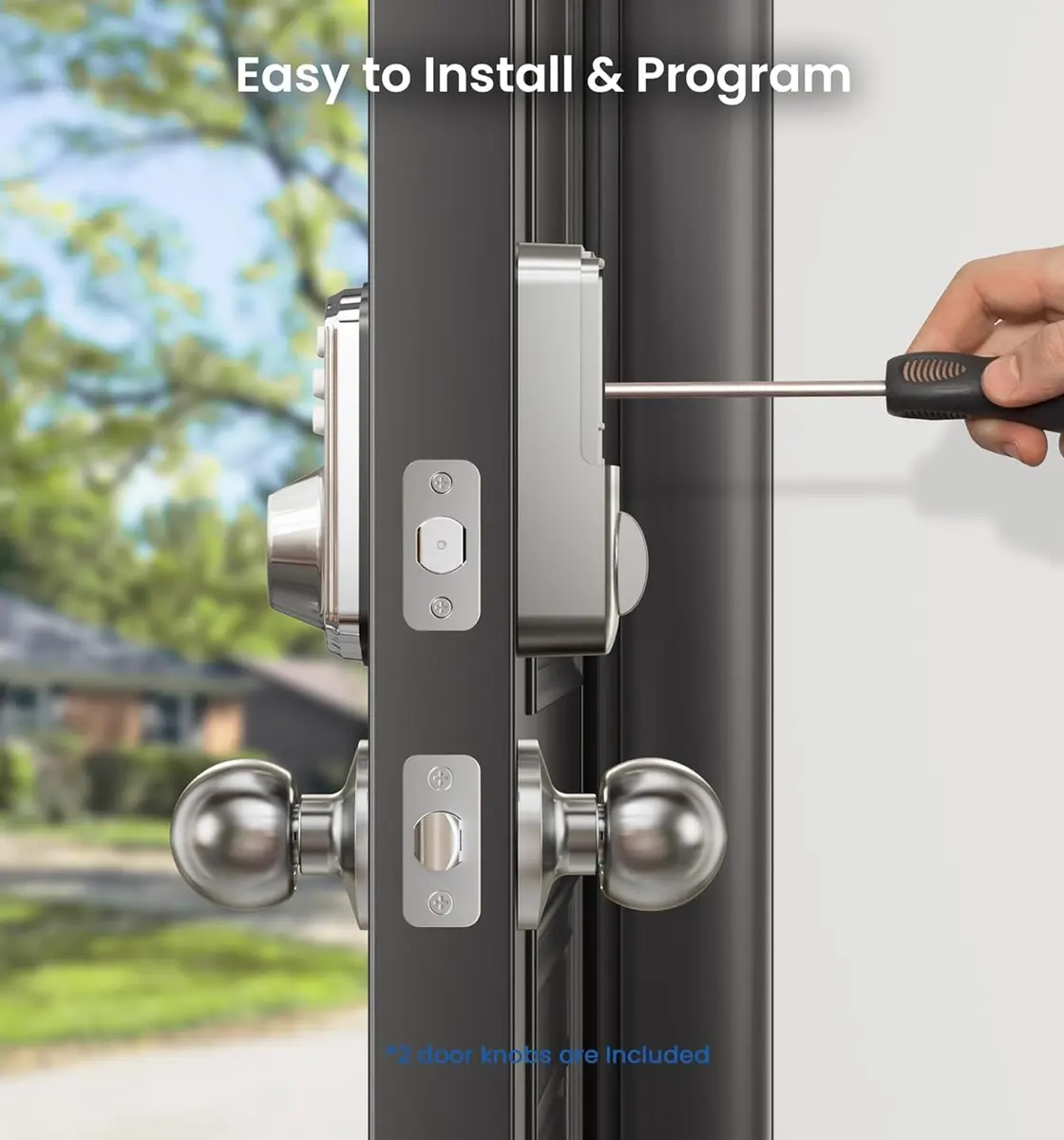 Veise KS01C Keyless Entry Deadbolt Door Lock with Knobs, Satin Nickel | ANSI/BHMA Grade 3 Certified, 20 User Codes + Keys - view 9