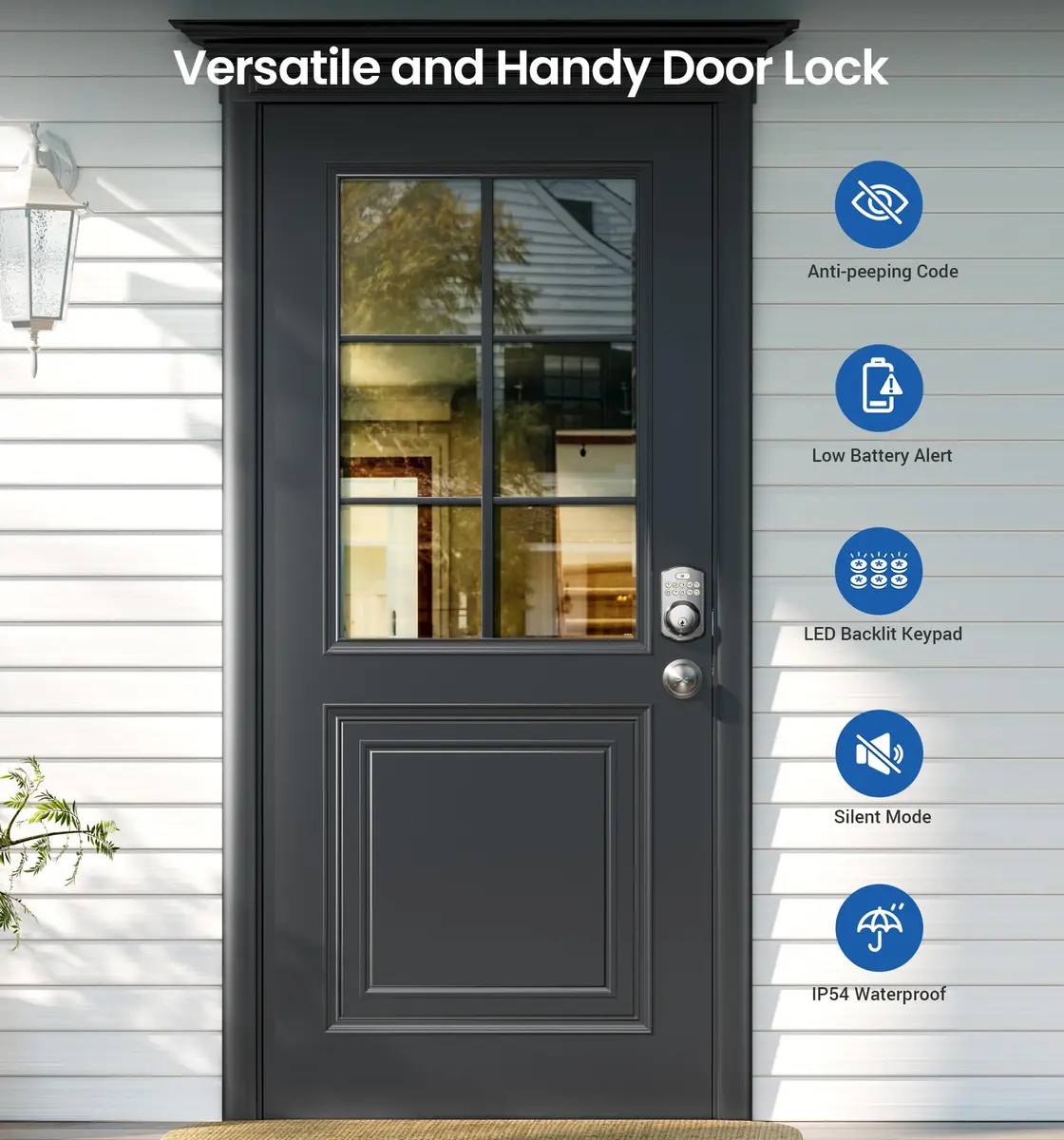 Veise KS01C Keyless Entry Deadbolt Door Lock with Knobs, Satin Nickel | ANSI/BHMA Grade 3 Certified, 20 User Codes + Keys - view 4