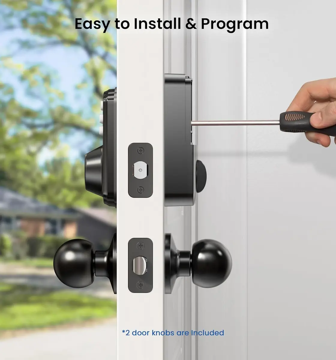 Veise KS01C Keyless Entry Deadbolt Door Lock with Knobs, Matte Black | 20 User Codes, Auto Lock, IP54 Weatherproof - view 9