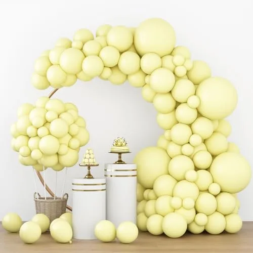 rubfac Pastel Yellow Balloons 129pcs Assorted Sizes | Pastel Yellow Balloons Kit - main product image