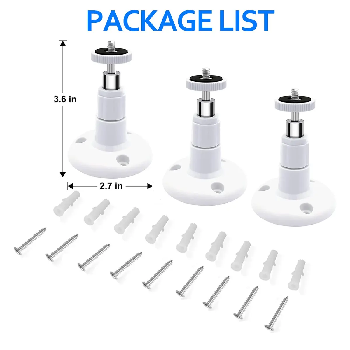 Pefecon Wall Mount Bracket for Wyze Cam Pan V3 & V4 | 360° Swivel & 90° Tilt, Durable ABS & Aluminum, 3 Pack - view 7