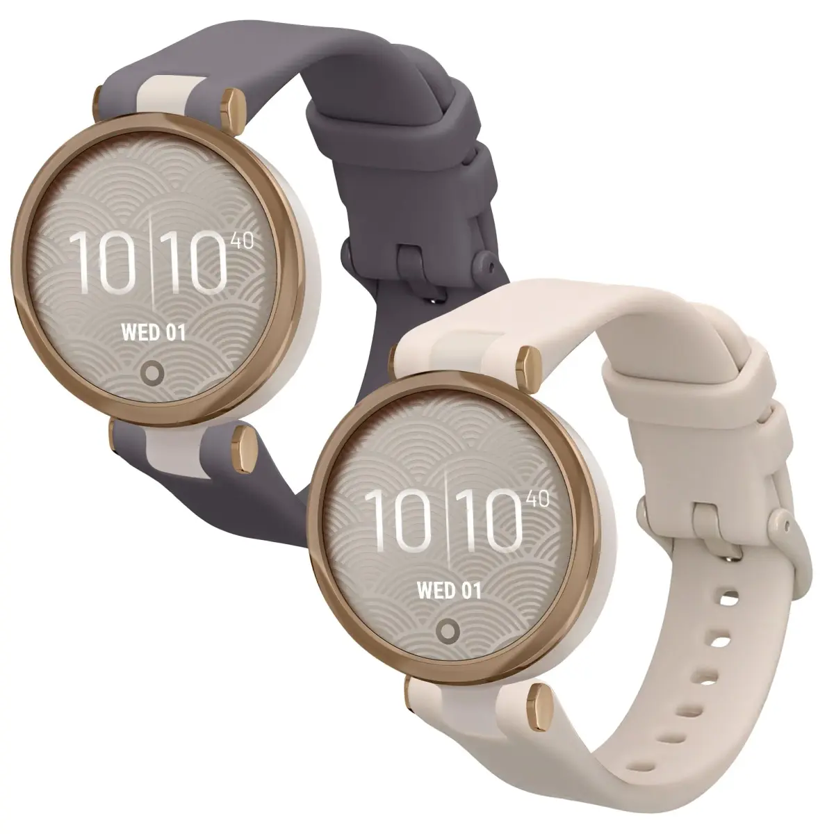 kwmobile Silicone Watch Bands Compatible with Garmin Lily Sport - 2x Replacement Bands - Lavender/Beige (14-22 cm) - main product image