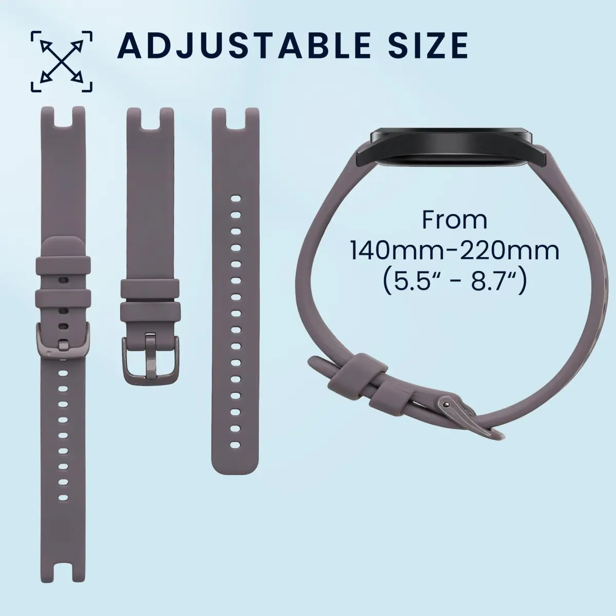 kwmobile Silicone Watch Bands Compatible with Garmin Lily Sport - 2x Replacement Bands - Lavender/Beige (14-22 cm) - view 6