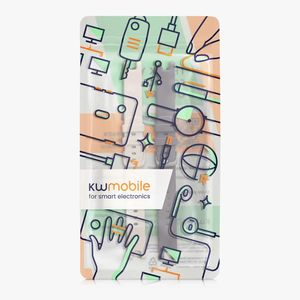 kwmobile Silicone Watch Bands Compatible with Garmin Lily Sport - 2x Replacement Bands - Lavender/Beige (14-22 cm) - view 7