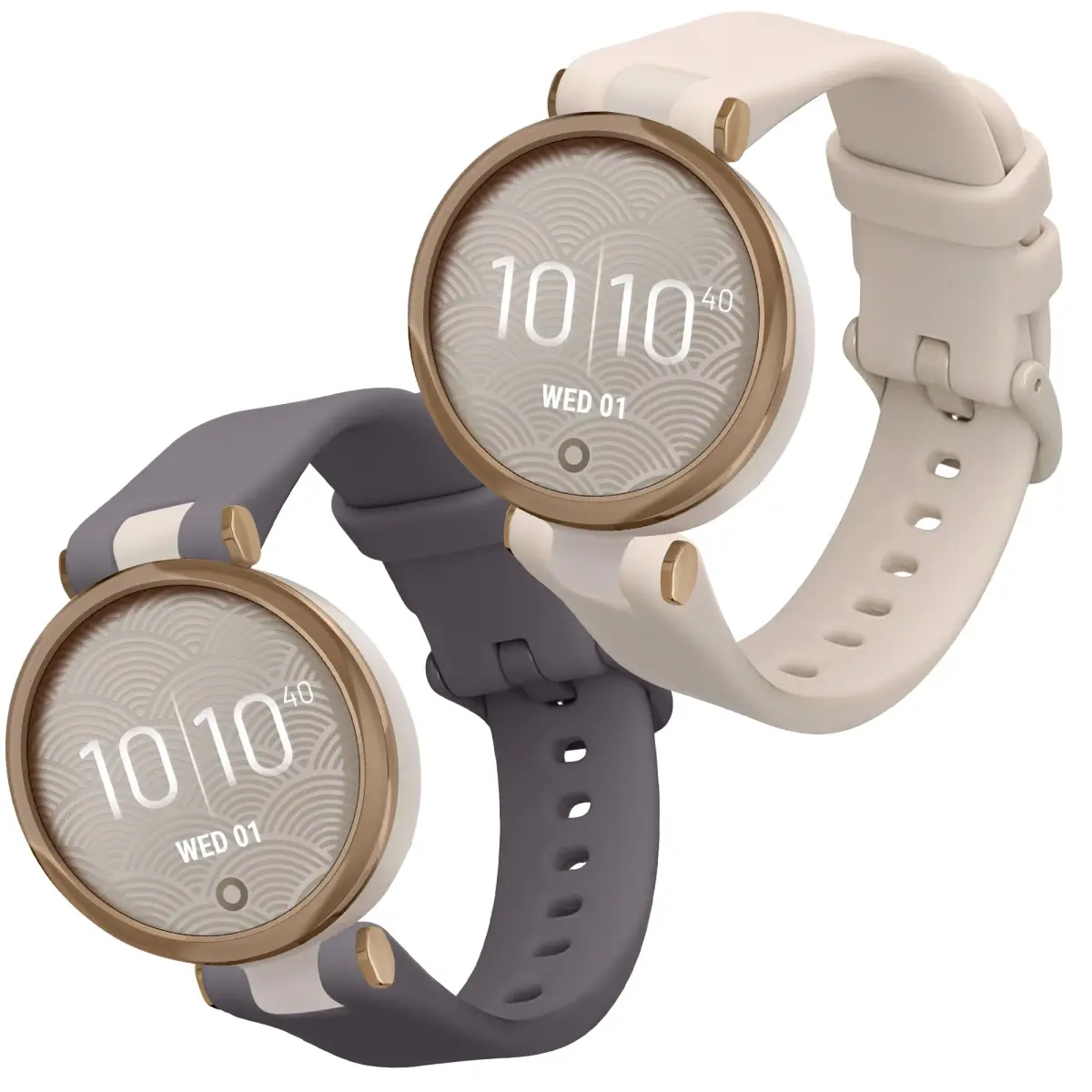 kwmobile Silicone Watch Bands Compatible with Garmin Lily Sport - 2x Replacement Bands - Lavender/Beige (14-22 cm) - view 8