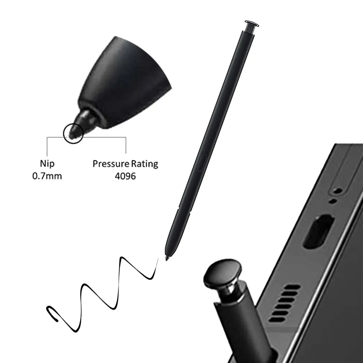Alovexiong Replacement S Pen for Samsung Galaxy S23 Ultra (Black) | 4096 Pressure Levels - view 6