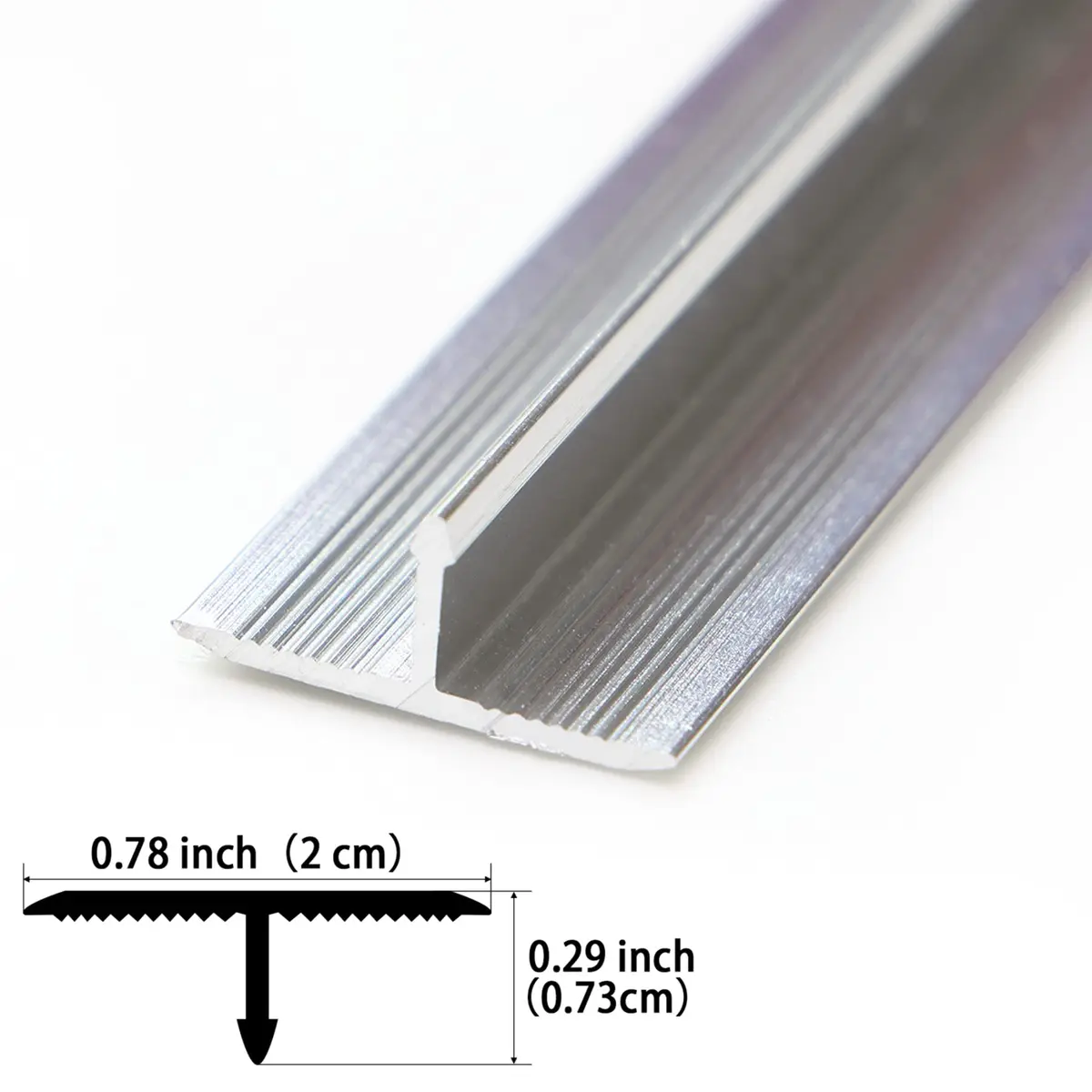Trimold Aluminum T Molding Floor Transition Strip 2.9Ft Matte Silver | Seamless Floor Gap Bridging - view 2