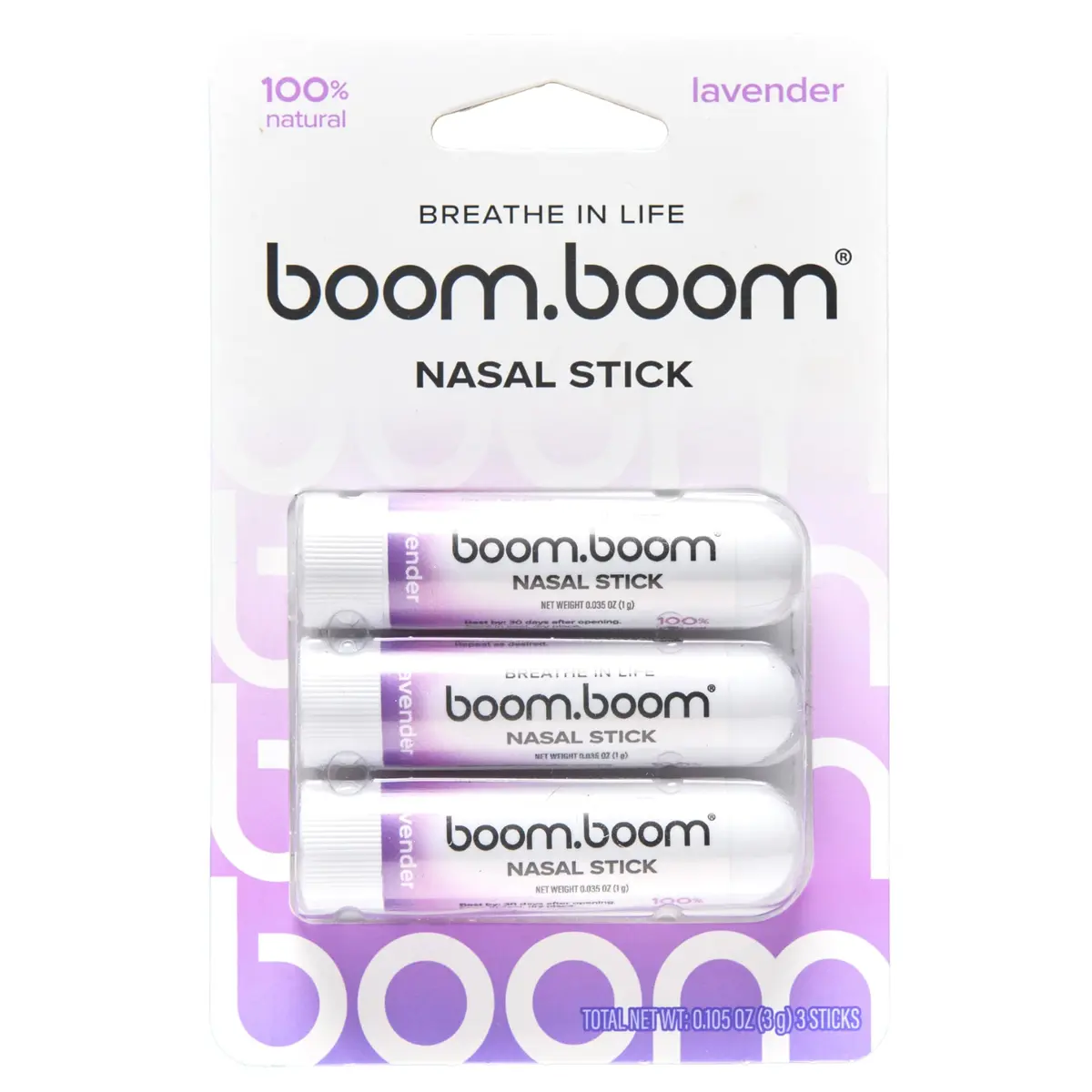 BoomBoom Nasal Stick Medication 3 Pack | Essential Oils + Menthol Inhaler with Vapor Flow Technology - main product image