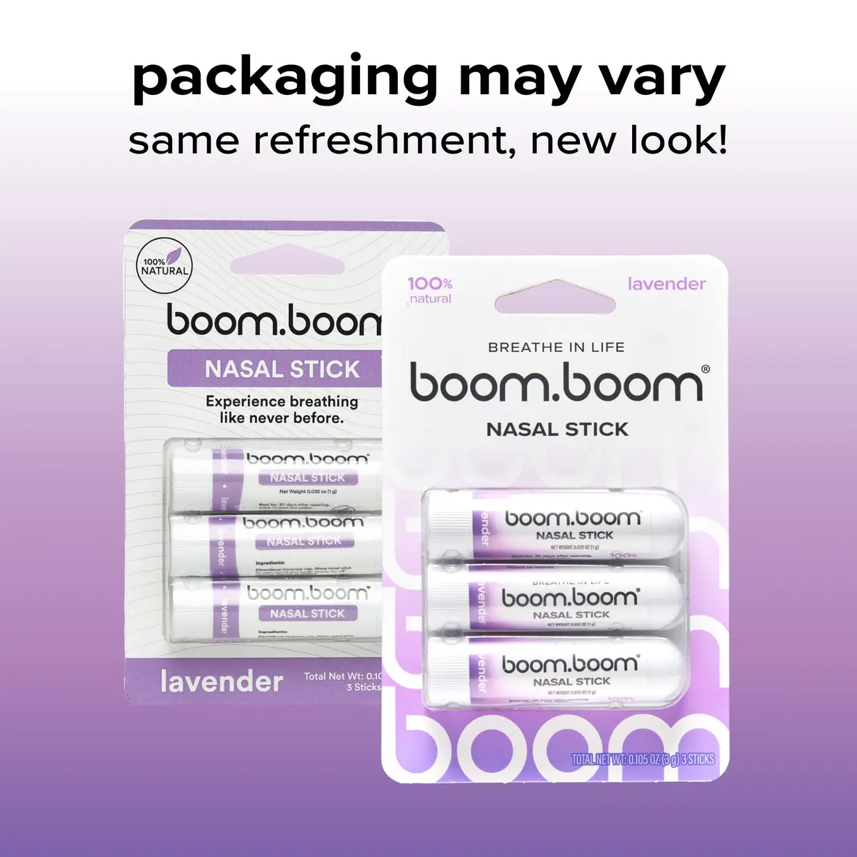 BoomBoom Nasal Stick Medication 3 Pack | Essential Oils + Menthol Inhaler with Vapor Flow Technology - view 2
