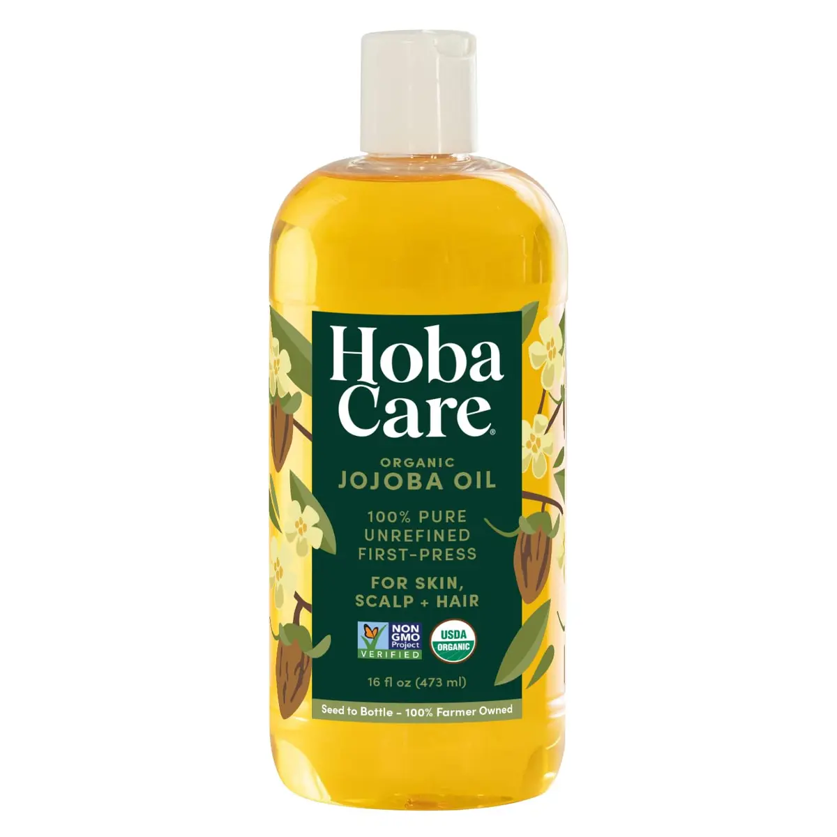 HobaCare Organic Jojoba Oil 16 oz | Moisturizing & Hair Care for All Skin Types - main product image
