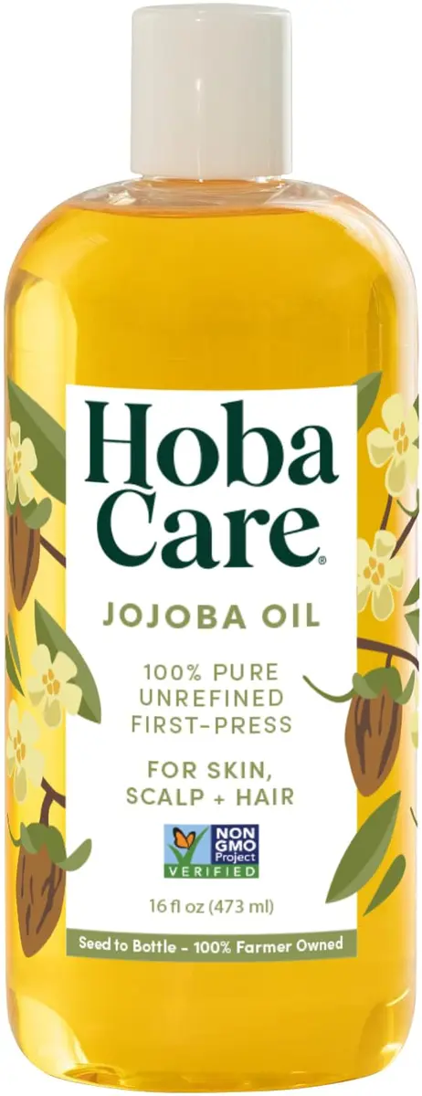 HobaCare Jojoba Oil 16 oz | Pure, Unrefined, Fast-Absorbing Carrier Oil for Skin & Hair - main product image