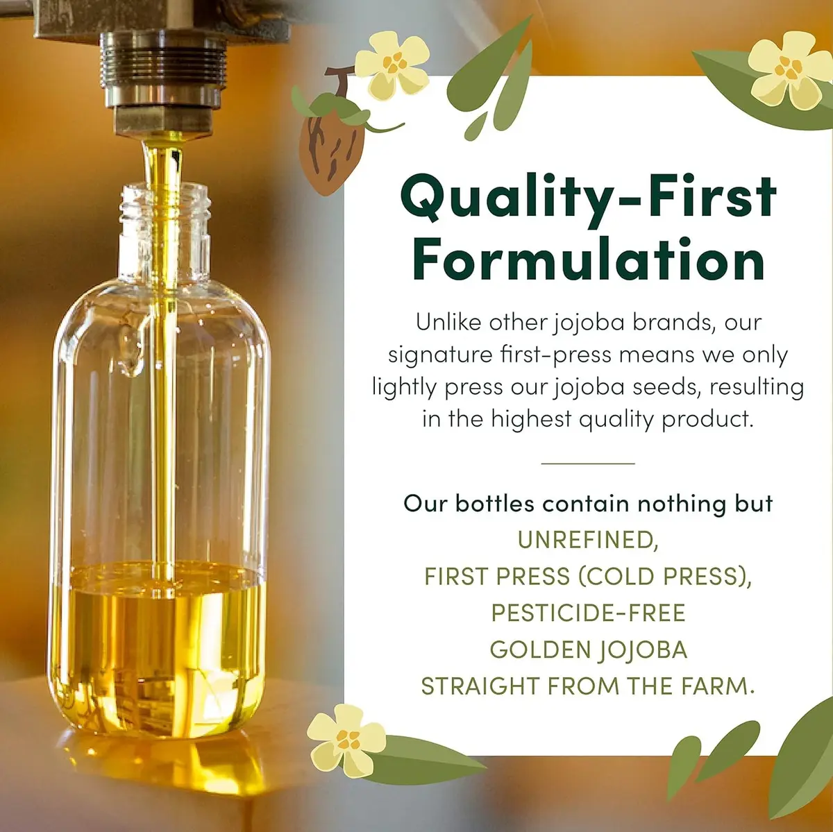 HobaCare Jojoba Oil 16 oz | Pure, Unrefined, Fast-Absorbing Carrier Oil for Skin & Hair - view 3
