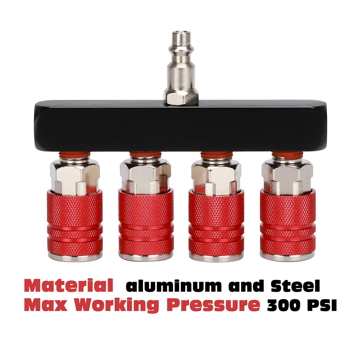 AIRTOON 2PCS 4-Way Straight Air Manifold Splitter with 4 Couplers & 1/4" MNPT Plug | Aluminum & Brass Fittings - view 5