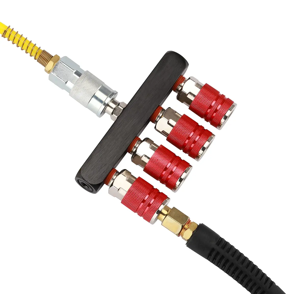 AIRTOON 2PCS 4-Way Straight Air Manifold Splitter with 4 Couplers & 1/4" MNPT Plug | Aluminum & Brass Fittings - view 7