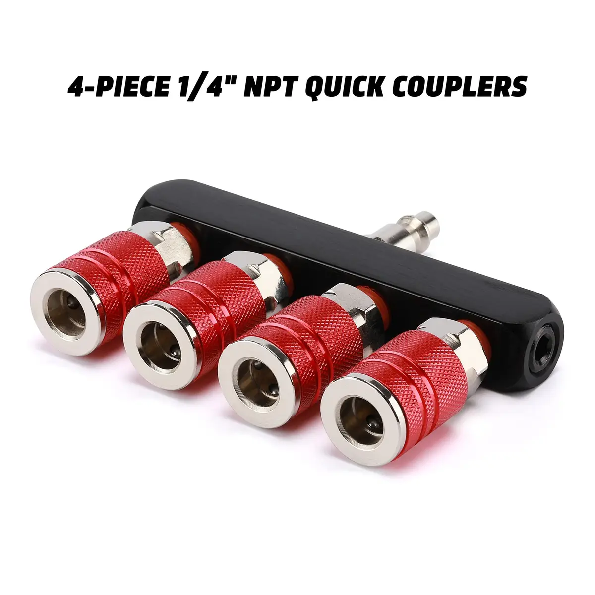 AIRTOON 2PCS 4-Way Straight Air Manifold Splitter with 4 Couplers & 1/4" MNPT Plug | Aluminum & Brass Fittings - view 3