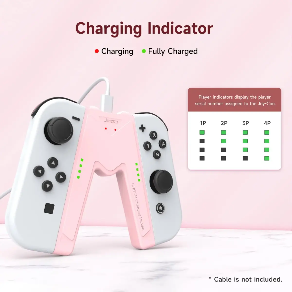 JINGDU Pink Switch Joy-Con Charging Grip with Indicators | 45W USB-C PD Charger - view 3