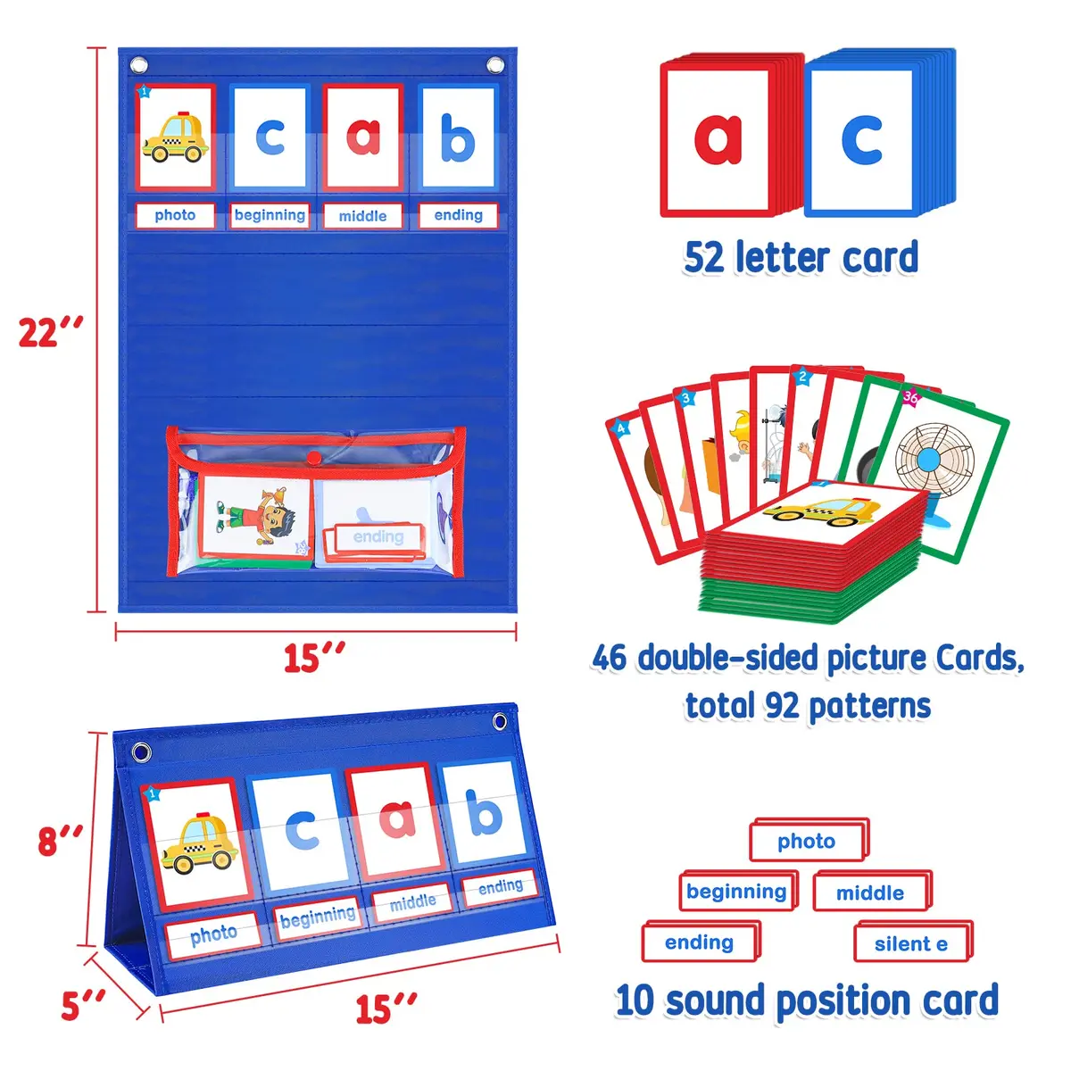 AKAYOK CVC Word Building Desktop Pocket Chart with 108 Phonics Flash Cards | Early Reading & Spelling Alphabet Learning Tools for Preschool, Kindergarten, Homeschooling - view 4