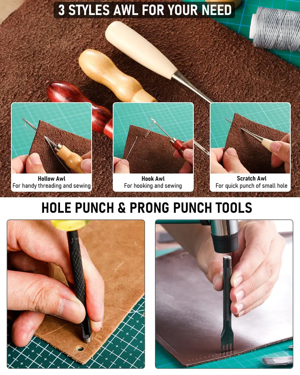 Nicpro Leather Tooling Kit 85PCS | Beginner & Professional Leathercraft Tools with Storage Bag - view 6