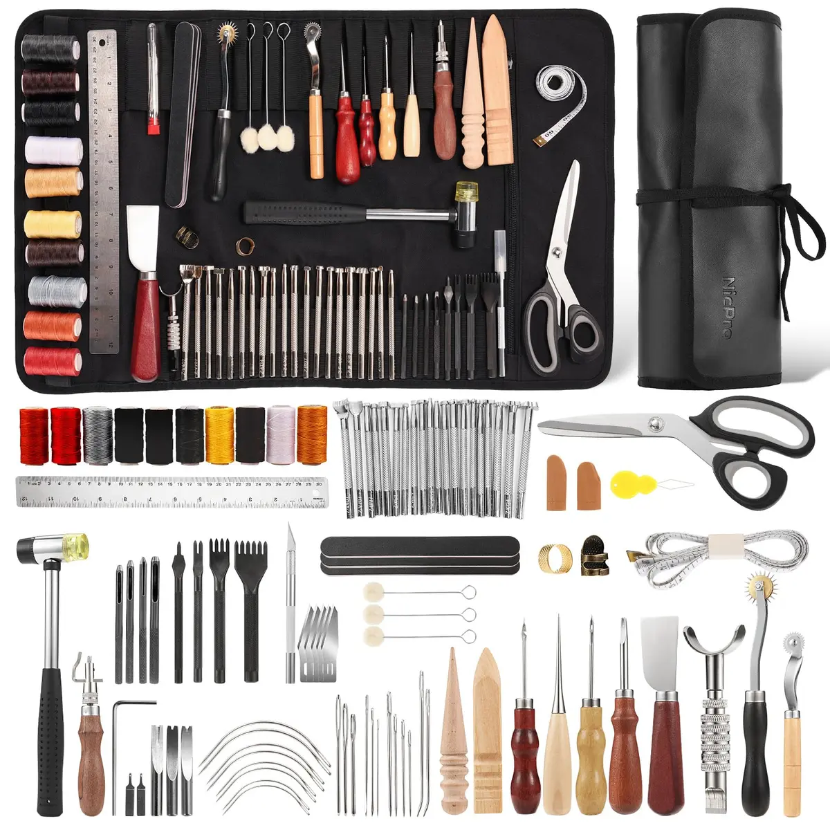 Nicpro Leather Tooling Kit 85PCS | Beginner & Professional Leathercraft Tools with Storage Bag - main product image