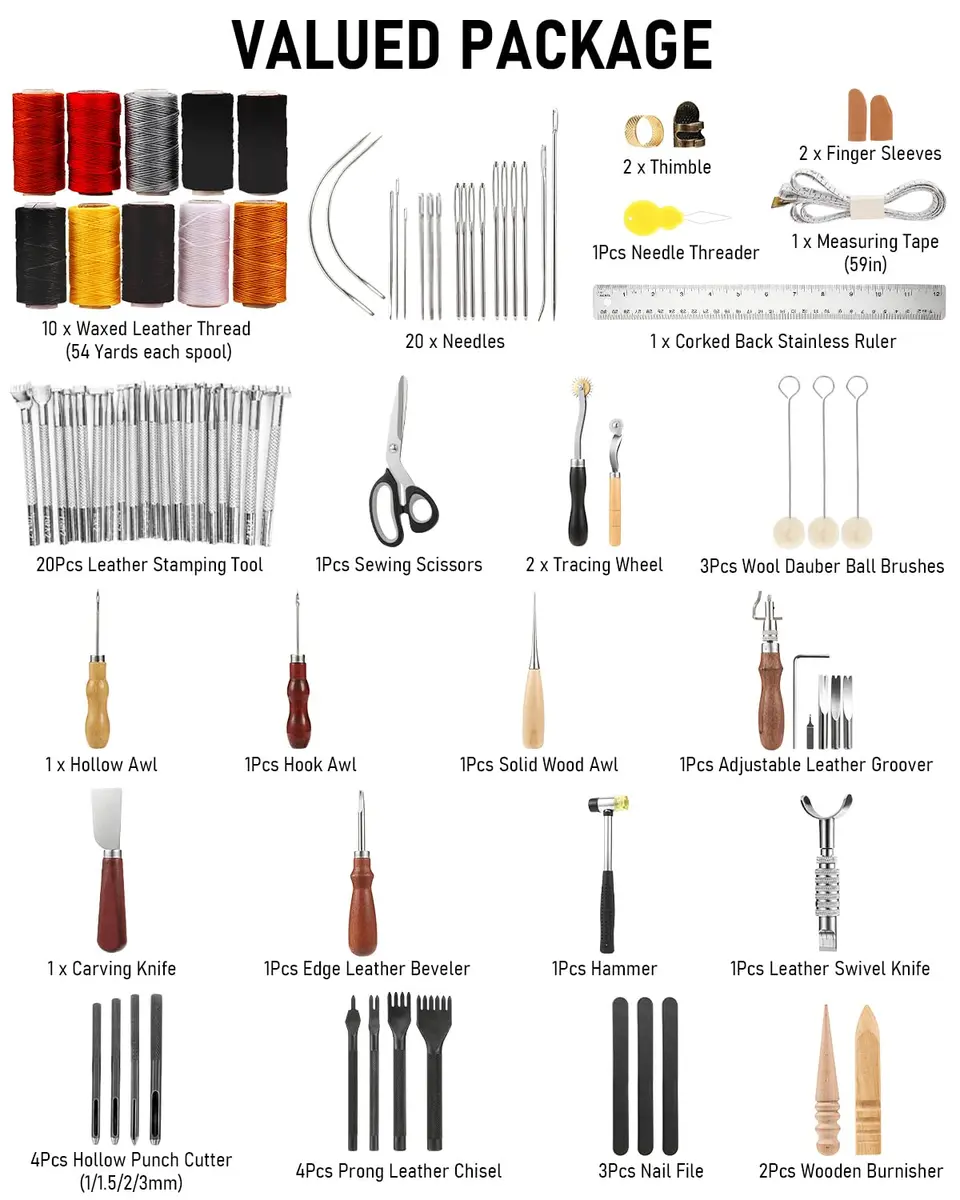 Nicpro Leather Tooling Kit 85PCS | Beginner & Professional Leathercraft Tools with Storage Bag - view 3