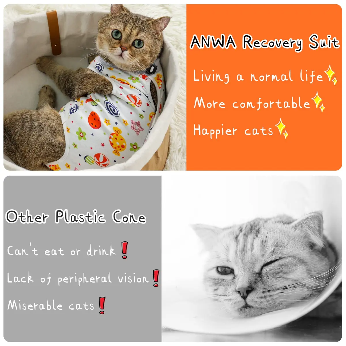 ANWA Cat Recovery Suit Female, Breathable Cat Surgery Recovery Suits | Post-Operative Support for Cats - view 7