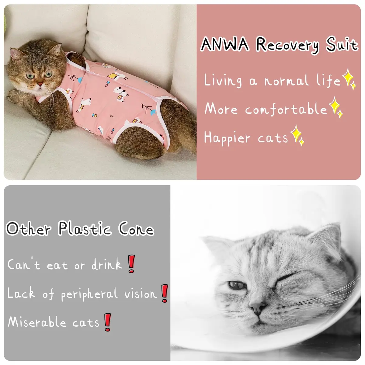 ANWA Cat Recovery Suit Large | Breathable Post-Surgery Cat Suit for Female - view 7