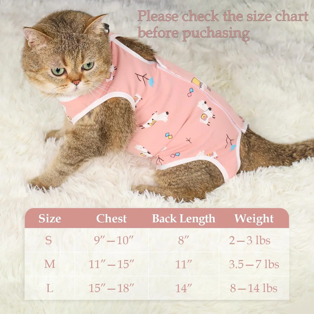 ANWA Cat Recovery Suit Large | Breathable Post-Surgery Cat Suit for Female - view 2