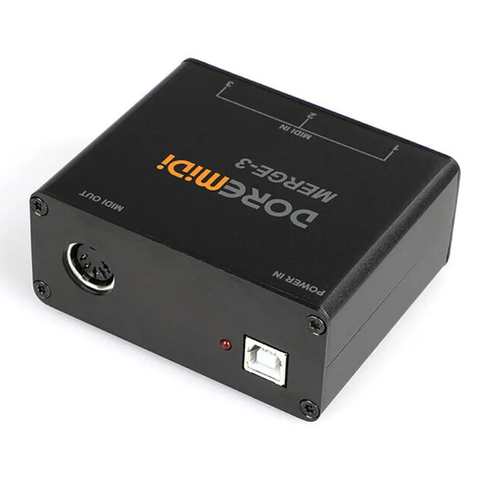 DOREMiDi MERGE-3 MIDI Merge Box with 3 Inputs & 1 Output | USB Powered Hardware MIDI Merger - view 2