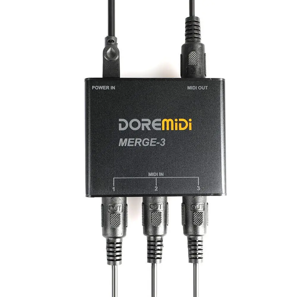 DOREMiDi MERGE-3 MIDI Merge Box with 3 Inputs & 1 Output | USB Powered Hardware MIDI Merger - view 3