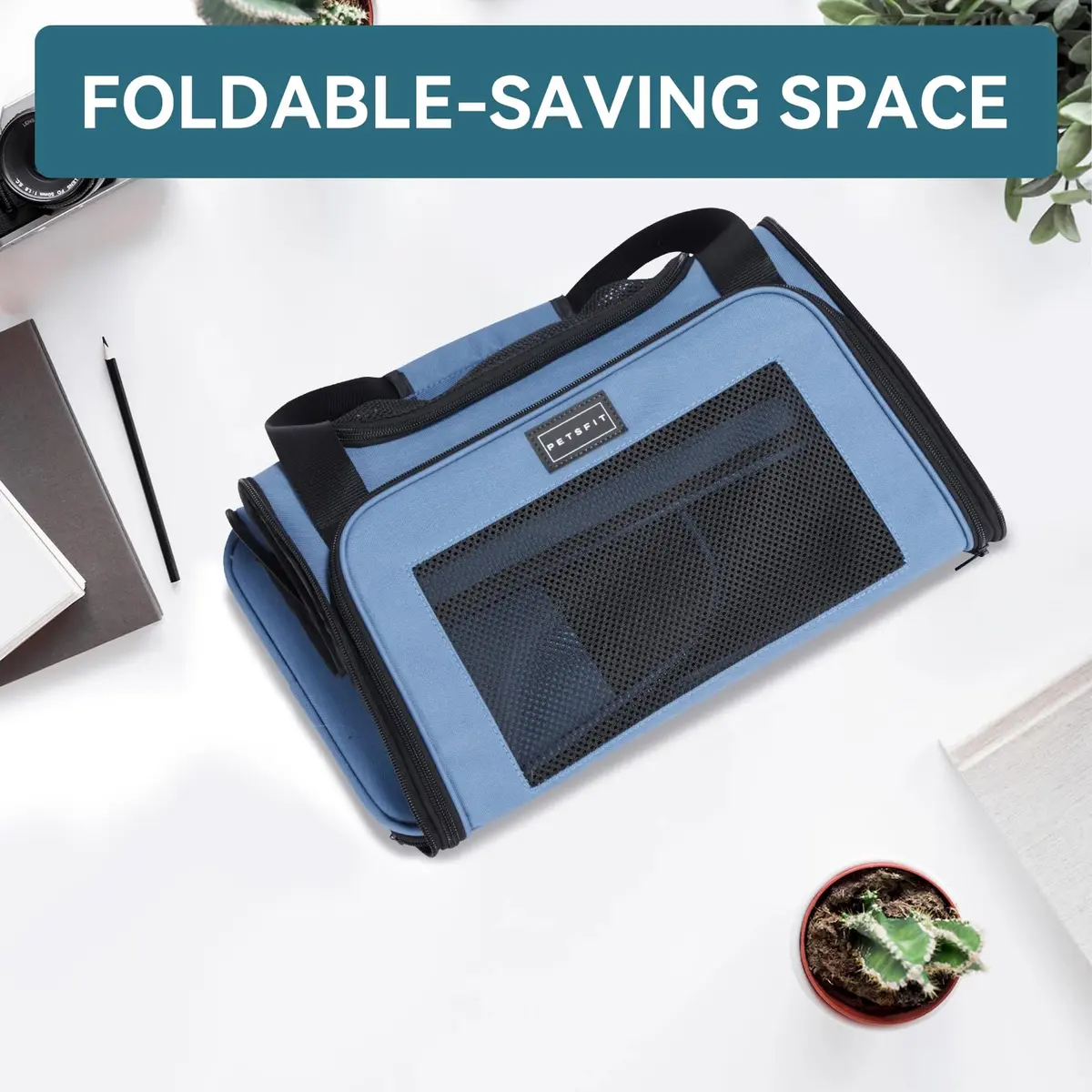 Petsfit Pet Carrier, Blue, Small & Medium Cats & Puppies | Airline Approved & Collapsible - view 7