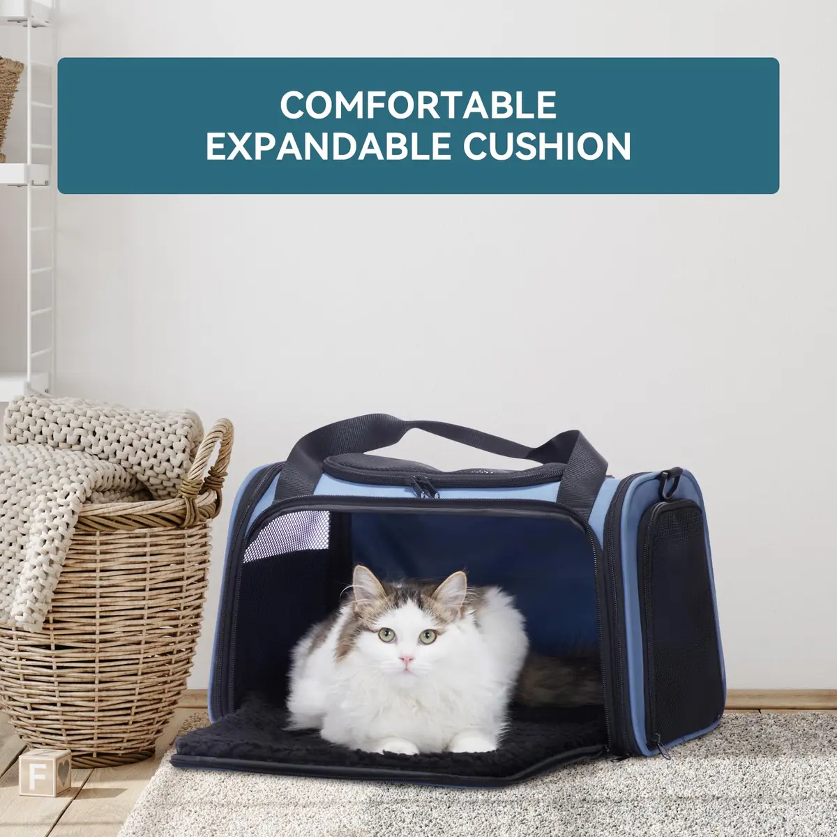 Petsfit Pet Carrier, Blue, Small & Medium Cats & Puppies | Airline Approved & Collapsible - view 8