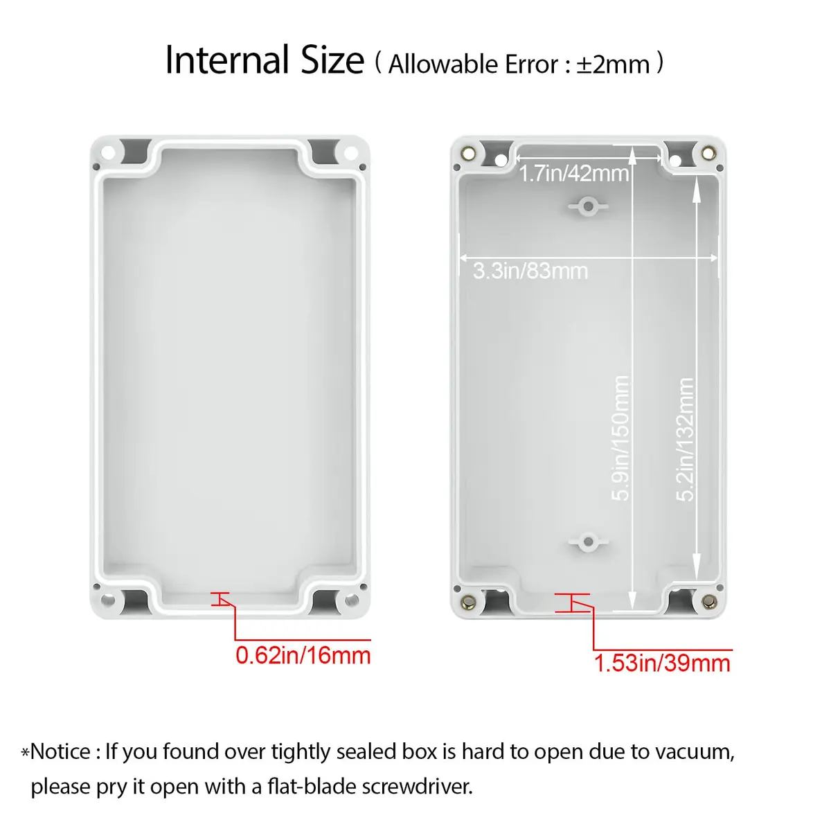 HoHaing Waterproof Plastic Junction Box IP65 6.2" x 3.5" x 2.4" | Weatherproof Electrical Enclosure - view 3