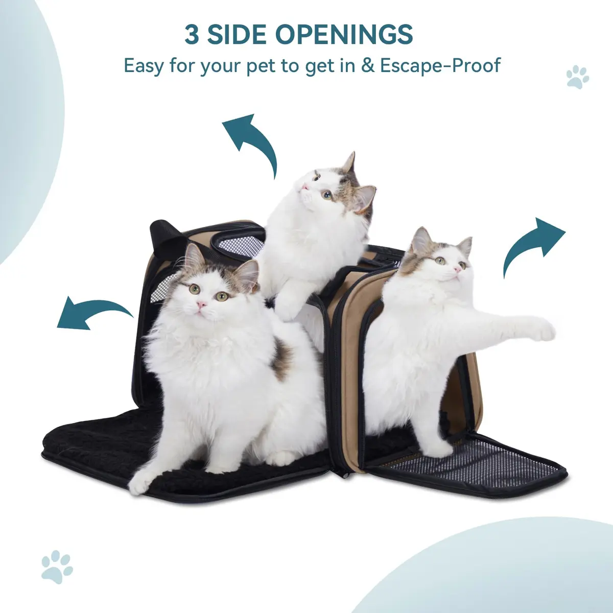 Petsfit Pet Carrier for Cat, Small Dogs, Khaki | Airline & TSA Approved Travel Carrier for Pets Under 12 Lbs - view 6